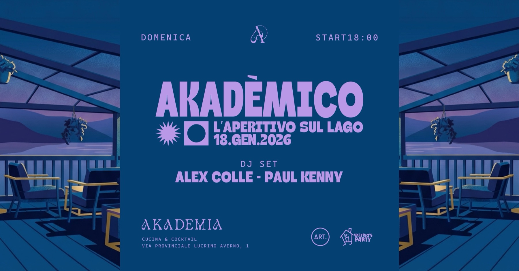 Aperitivo sul Lago nella sala vetrata di Akademia